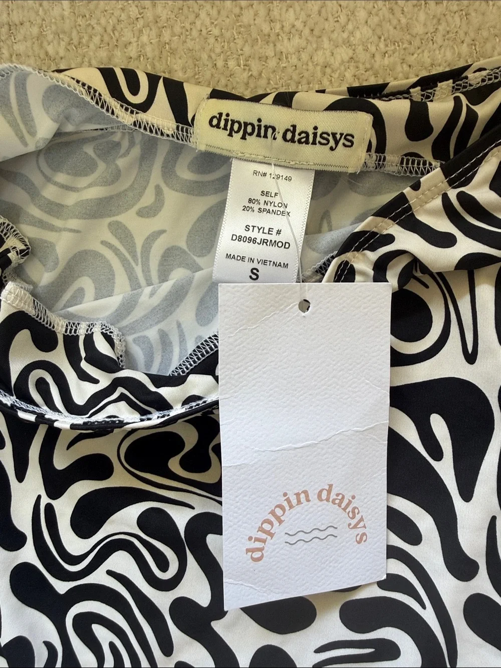 Dippin' Daisy's Black & White Abstract Swim skirt Bottom